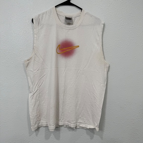 Nike Other - 2000s NIKE Sleeveless Graphic T Shirt Tank Top White Red Yellow Swoosh Mens L